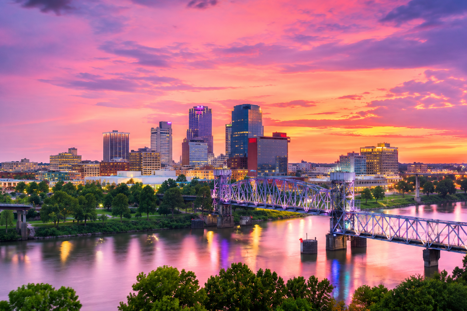 Little Rock skyline at dusk